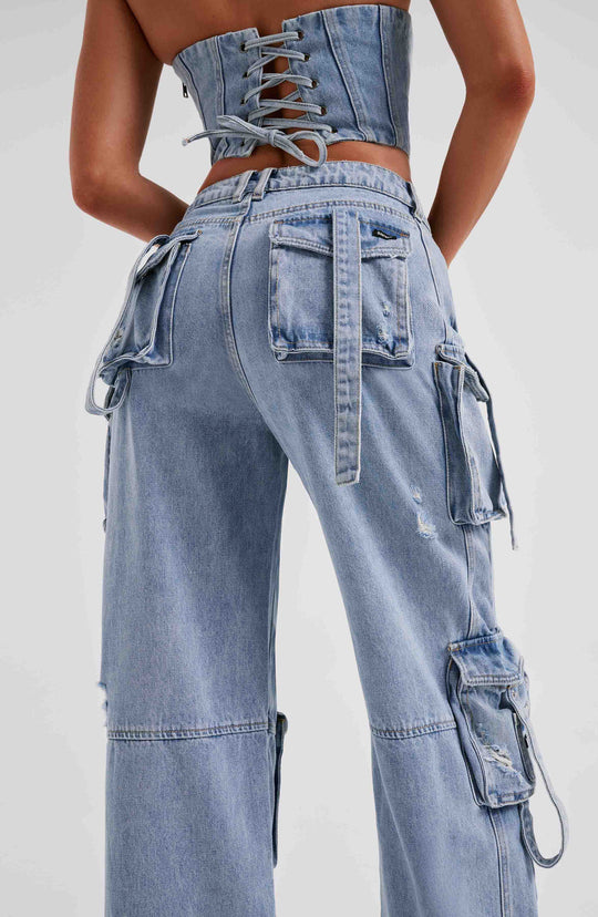 Chloe | Denim Cargo Jeans