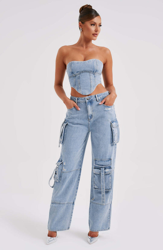 Chloe | Denim Cargo Jeans