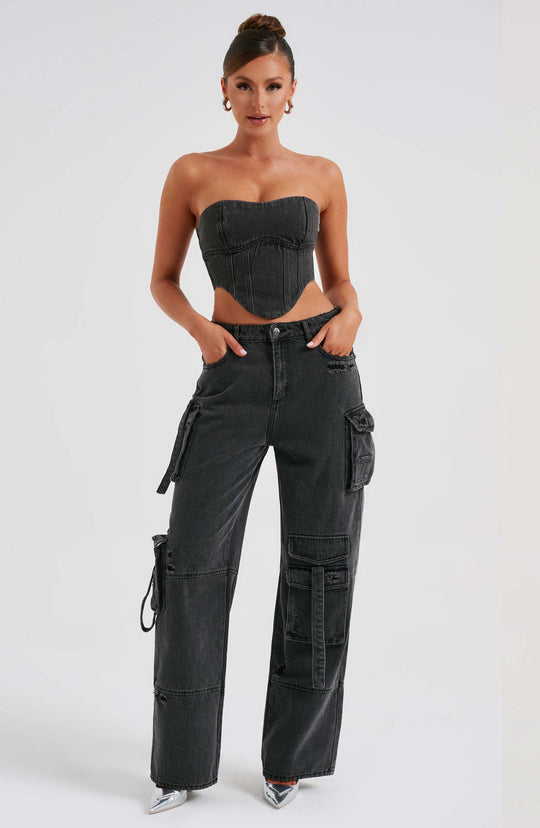 Chloe | Denim Cargo Jeans